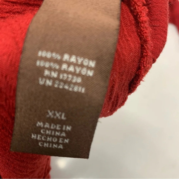 Knox Rose Gauzy Dress XXL  Red Beaded Cold Shoulder Below Knee Long Sleeve Hi Lo - Picture 9 of 10
